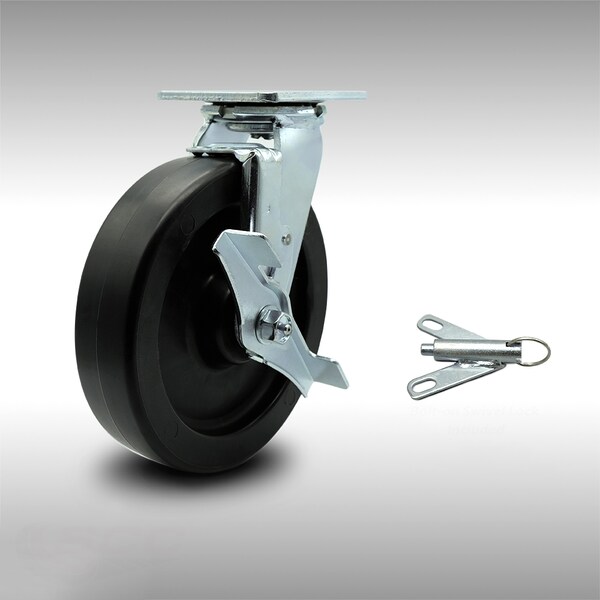 Service Caster 8 Inch SS Polyolefin Caster with Roller Bearing and Brake/Swivel Lock SCC SCC-SS30S820-POR-TLB-BSL - main